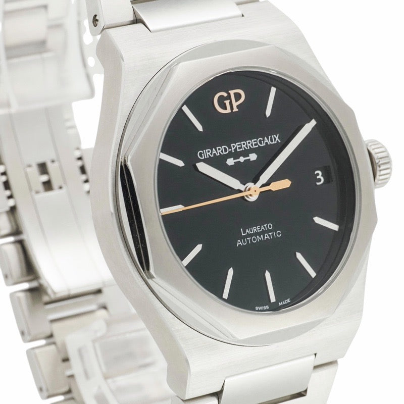 芝柏 (Girard-Perregaux) 81010-11-636-11A Laureato 42毫米无限版腕表,全球限量188枚,缟玛瑙和不锈钢材质