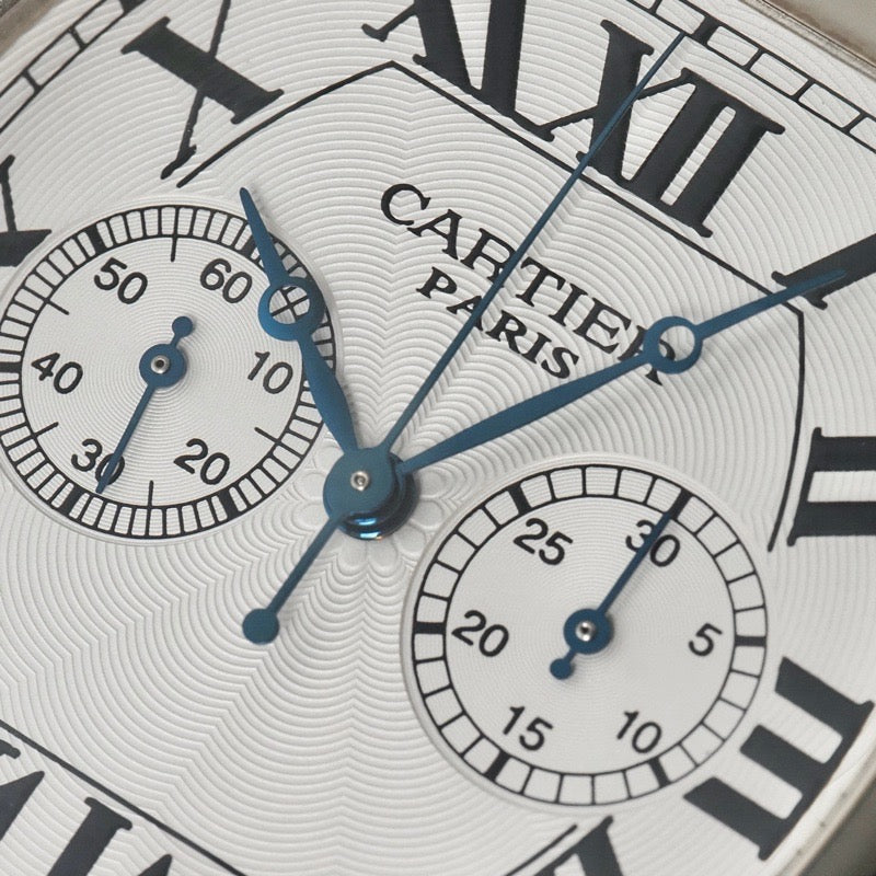 Cartier W1546551 / 2762 Tortue One-Push Chrono / Monopusher Chrono CPCP Silver White Gold