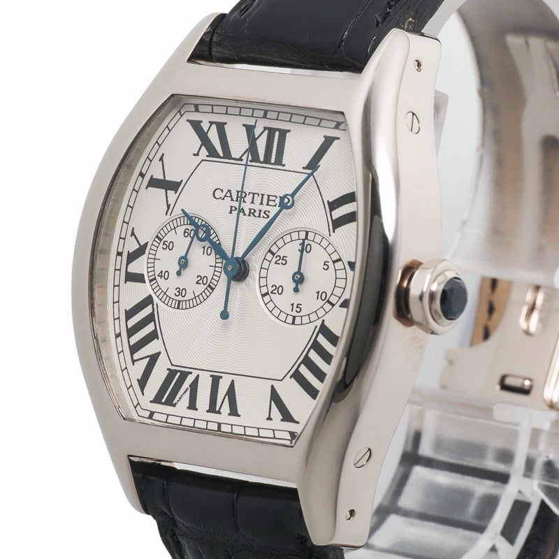 Cartier W1546551 / 2762 Tortue One-Push Chrono / Monopusher Chrono CPCP Silver White Gold