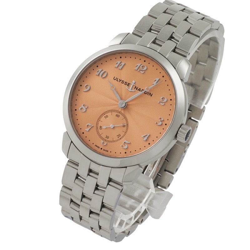 Ulysse Nardin 3203-136LE-7A-THG/1A Classico 沙漏日本25周年纪念款,鲑鱼色和不锈钢材质