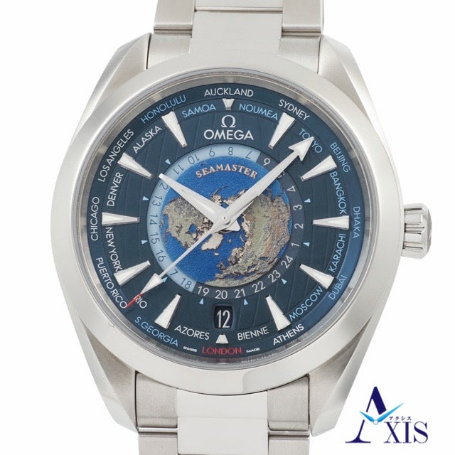 オメガ 220.10.43.22.03.001 シーマスター アクアテラ GMT ワールドタイマー ブルー ステンレス