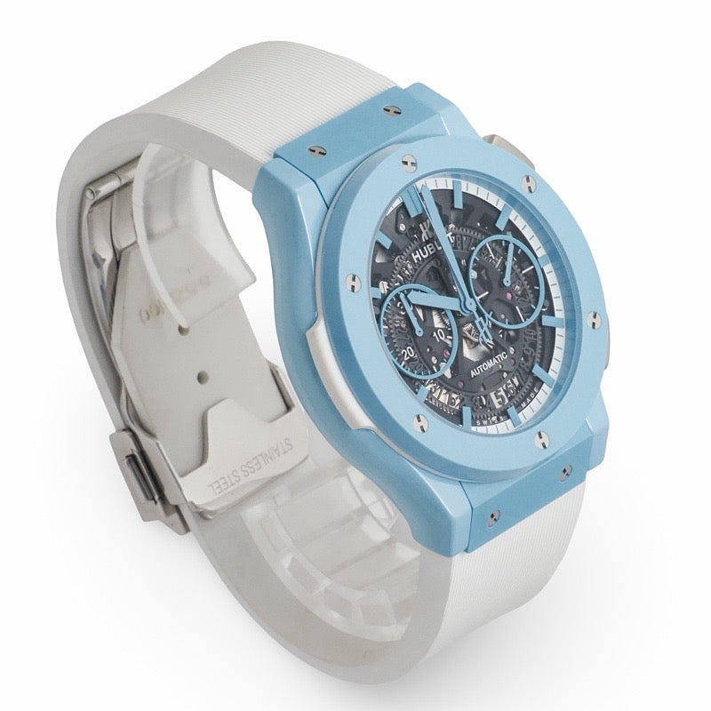 Hublot 525.EX.0129.RW.TMY21 Aerofusion Chronograph Light Blue Limited Edition of 77 Skeleton Ceramic