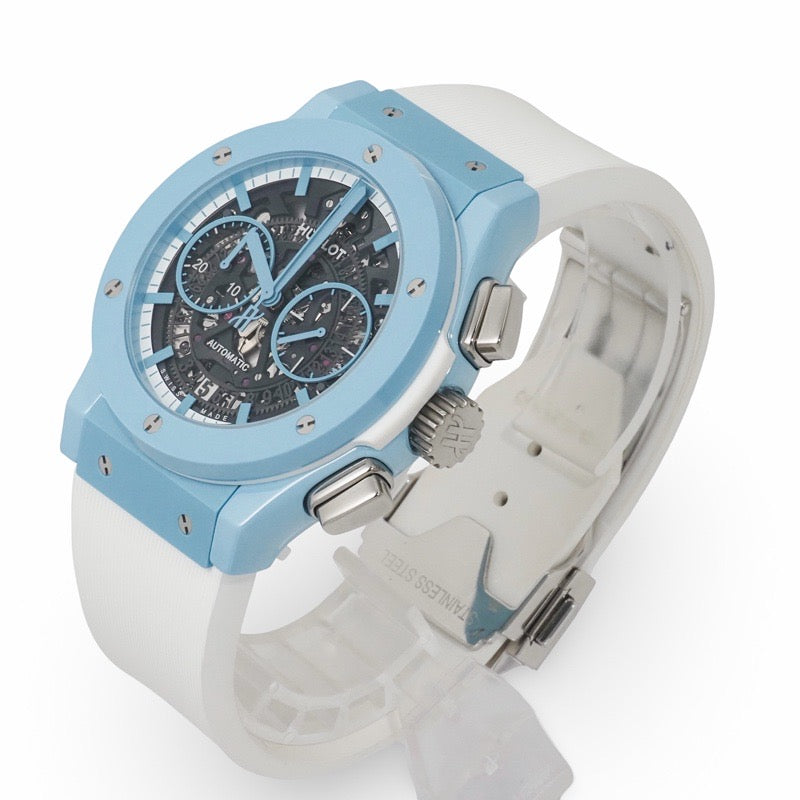 Hublot 525.EX.0129.RW.TMY21 Aerofusion Chronograph Light Blue Limited Edition of 77 Skeleton Ceramic