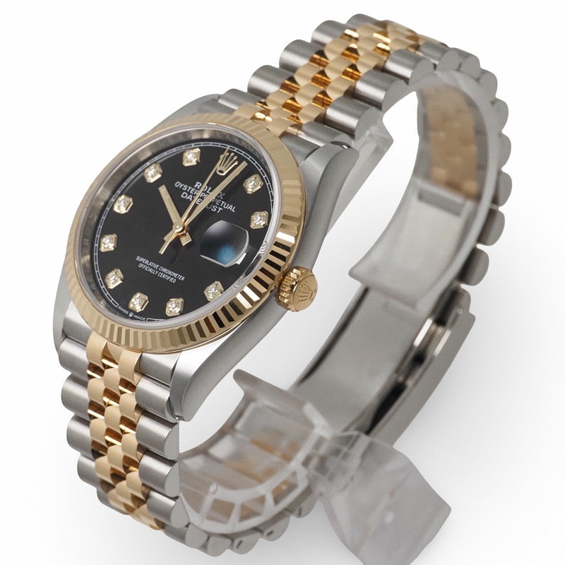 Rolex 126233G Datejust, Warranty Card valid until July 2026, Black Stainless Steel