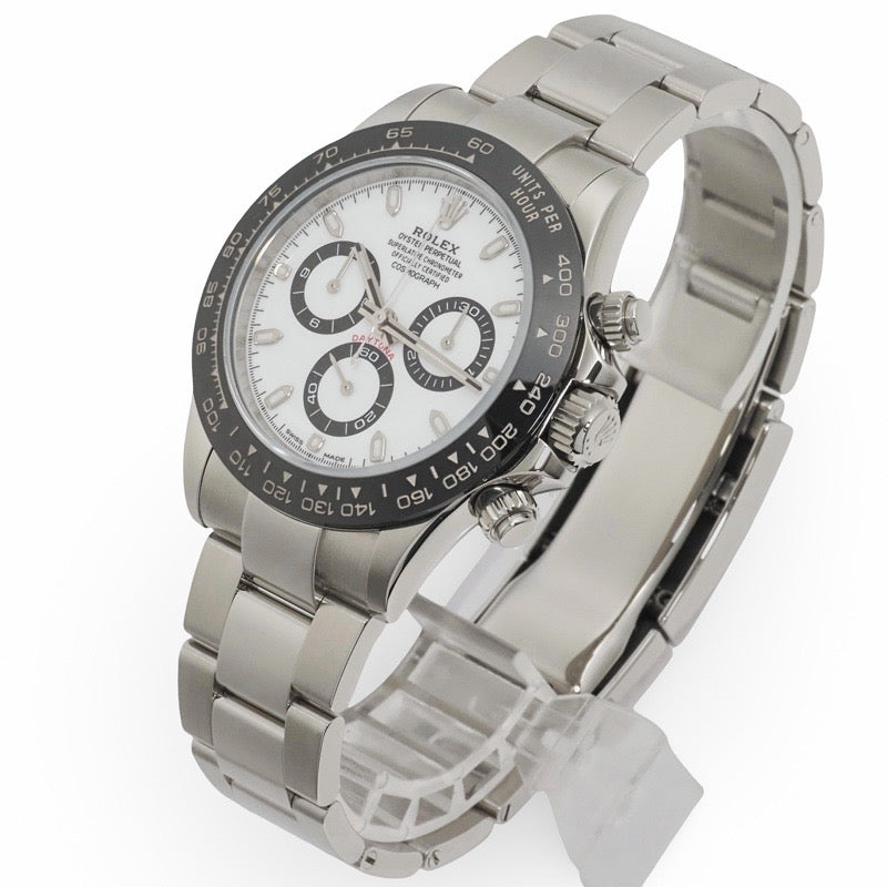 Rolex 116500LN Daytona, with 2020 warranty, white stainless steel.