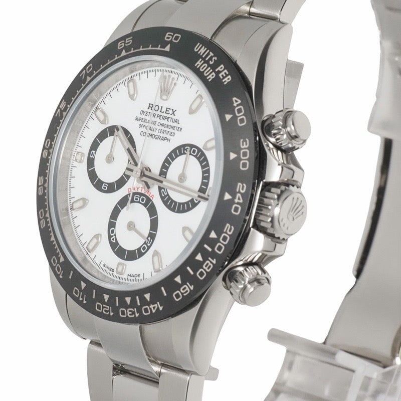 Rolex 116500LN Daytona, with 2020 warranty, white stainless steel.