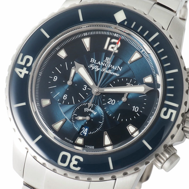 ブランパン 5085FB-1140-71B フィフティファァゾムス　フライバック　クロノグラフ ブルー ステンレス