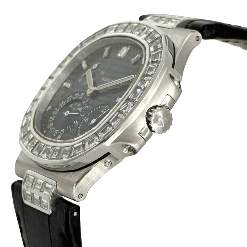 Patek Philippe 5724G-001 Nautilus Petite Complication with Baguette Diamonds in Blue and White Gold