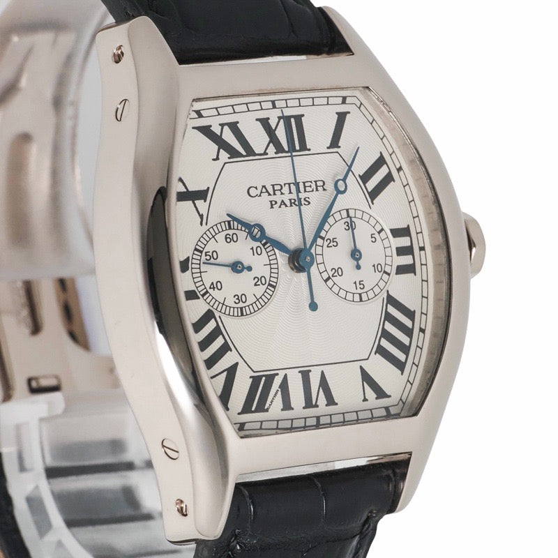 Cartier W1546551 / 2762 Tortue One-Push Chrono / Monopusher Chrono CPCP Silver White Gold