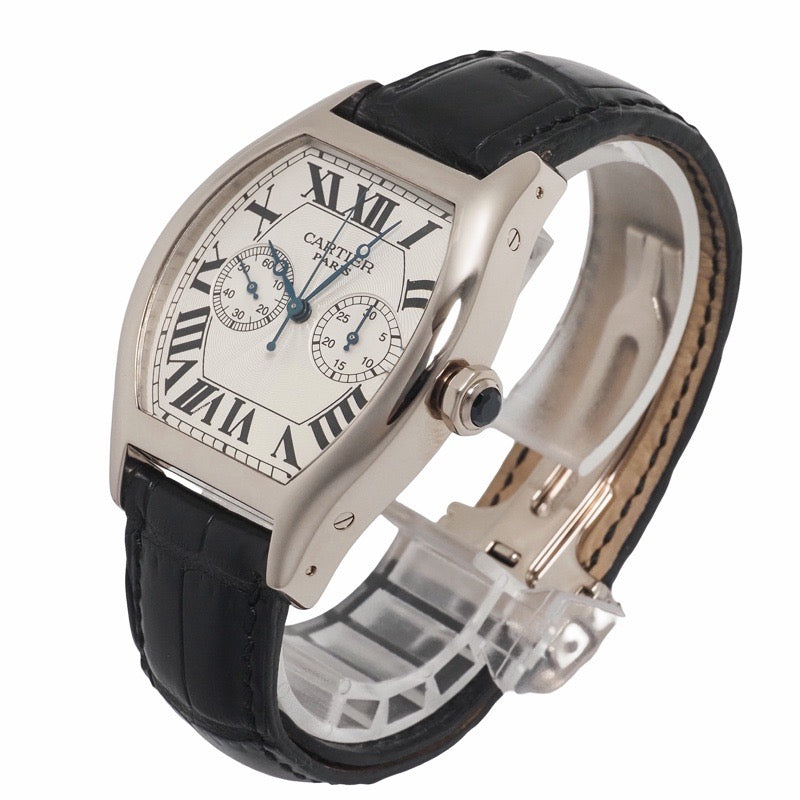 Cartier W1546551 / 2762 Tortue One-Push Chrono / Monopusher Chrono CPCP Silver White Gold