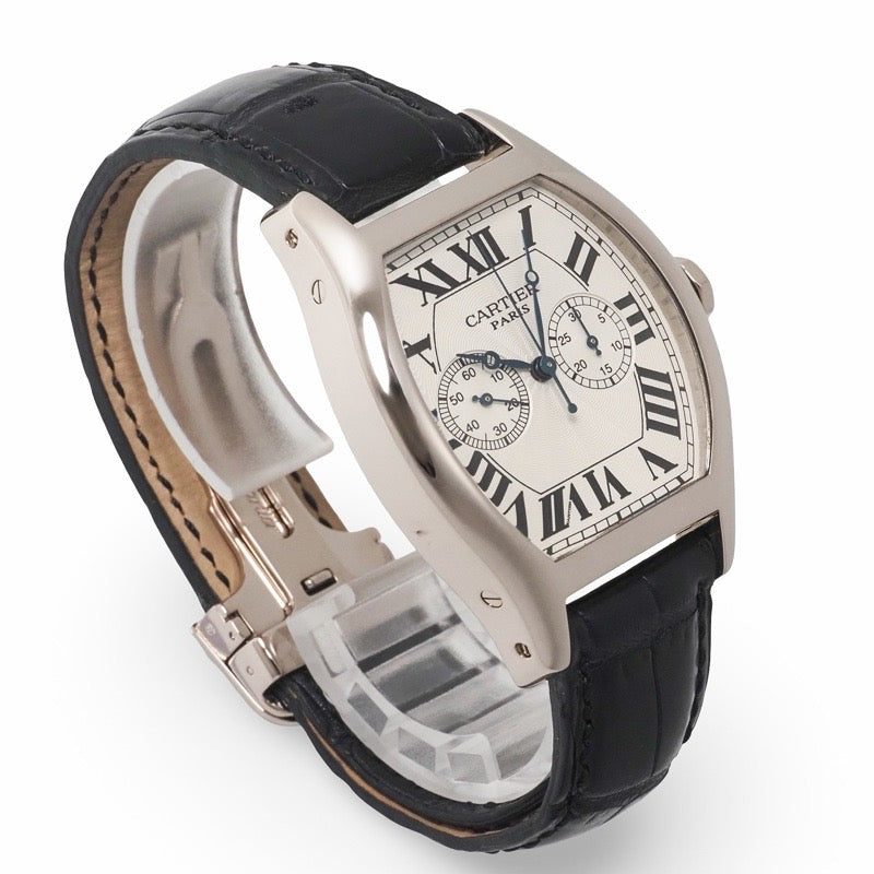 Cartier W1546551 / 2762 Tortue One-Push Chrono / Monopusher Chrono CPCP Silver White Gold