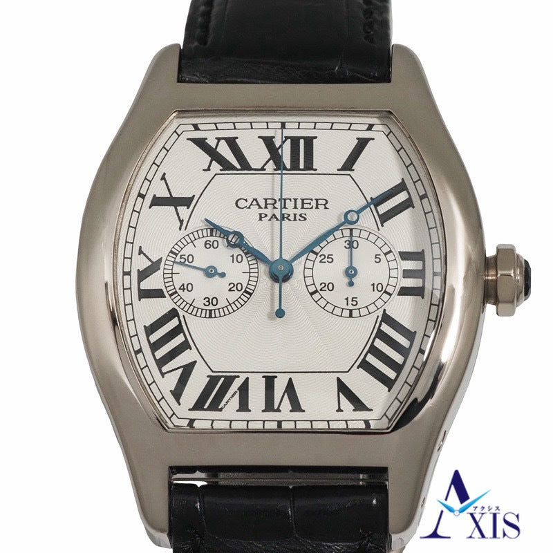 Cartier W1546551 / 2762 Tortue One-Push Chrono / Monopusher Chrono CPCP Silver White Gold
