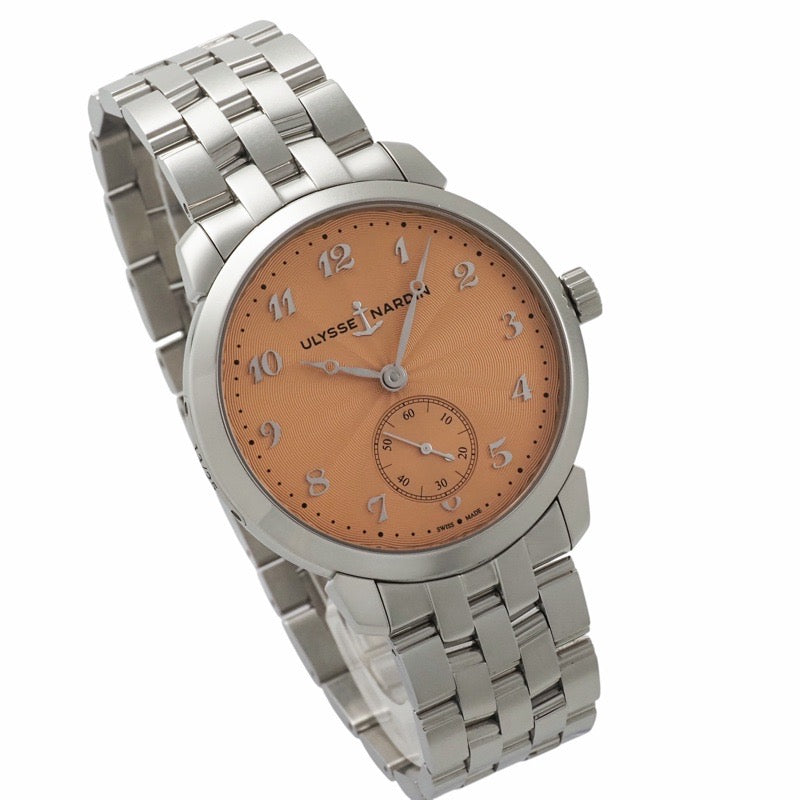 Ulysse Nardin 3203-136LE-7A-THG/1A Classico 沙漏日本25周年纪念款，鲑鱼色和不锈钢材质