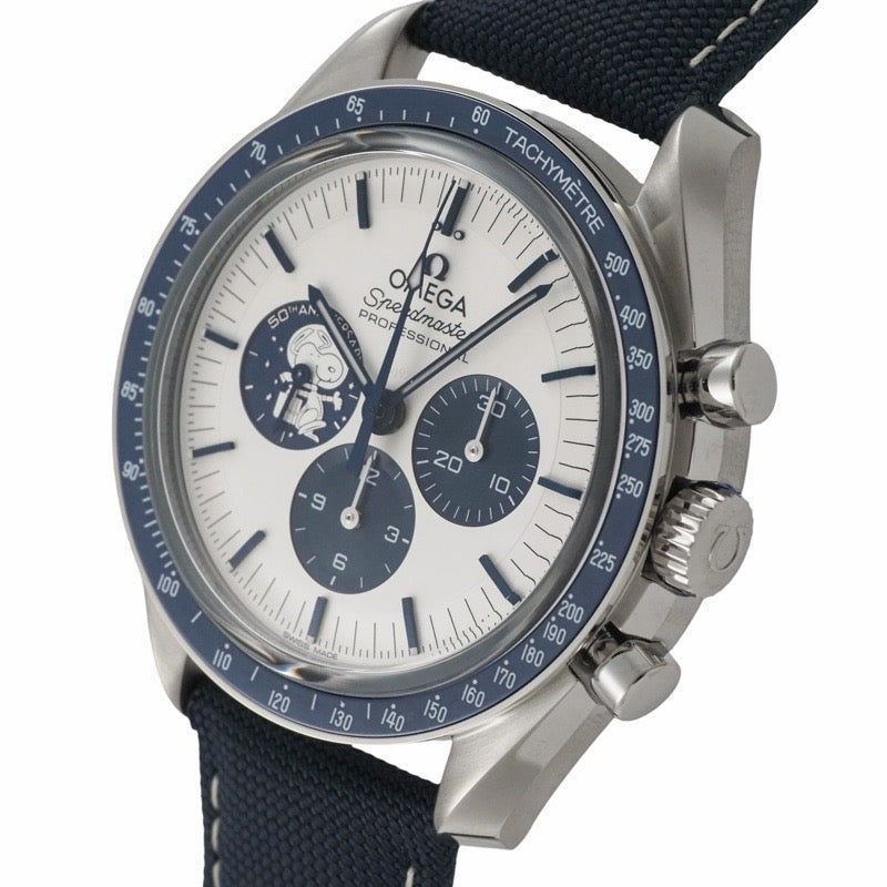 [Unused] Omega 310.32.42.50.02.001 Warranty 2026 Speedmaster 50th Anniversary Model Snoopy Award Silver Stainless Steel