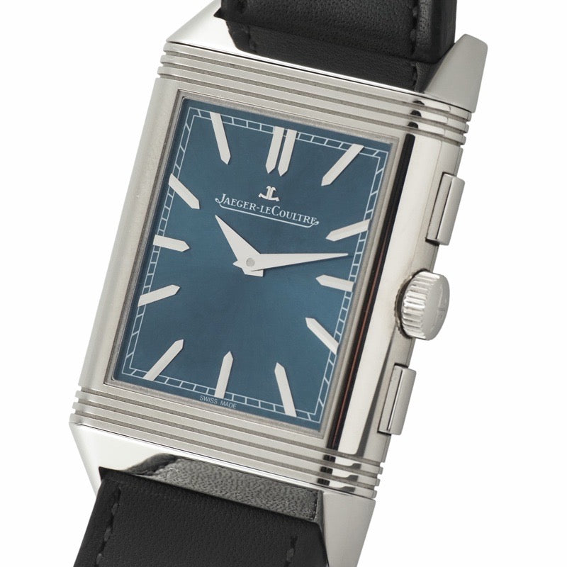 积家 Q389848J Reverso Tribute 计时码表 蓝灰色/镂空不锈钢