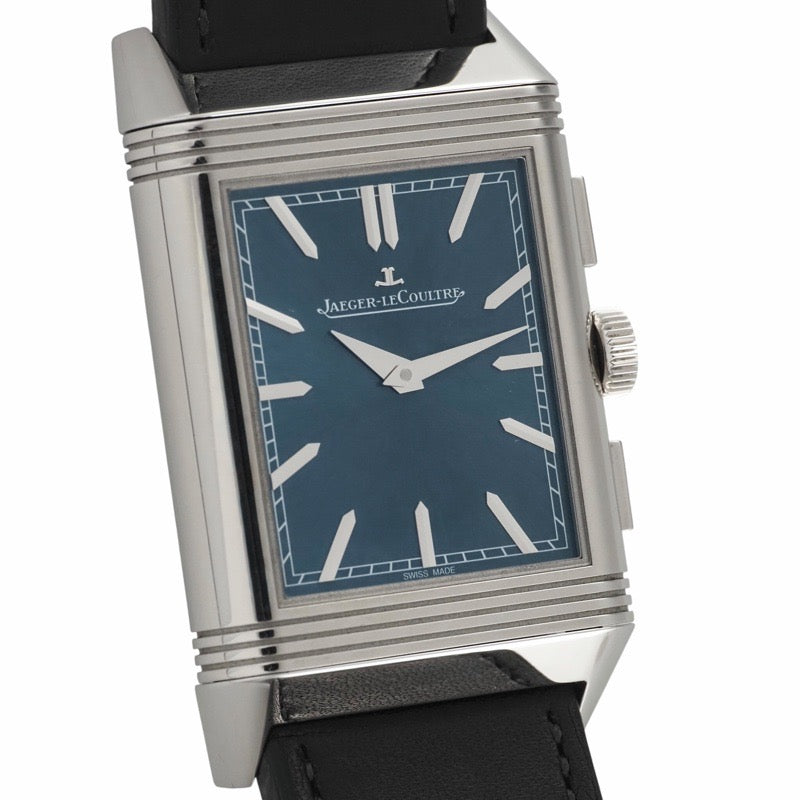 积家 Q389848J Reverso Tribute 计时码表 蓝灰色/镂空不锈钢