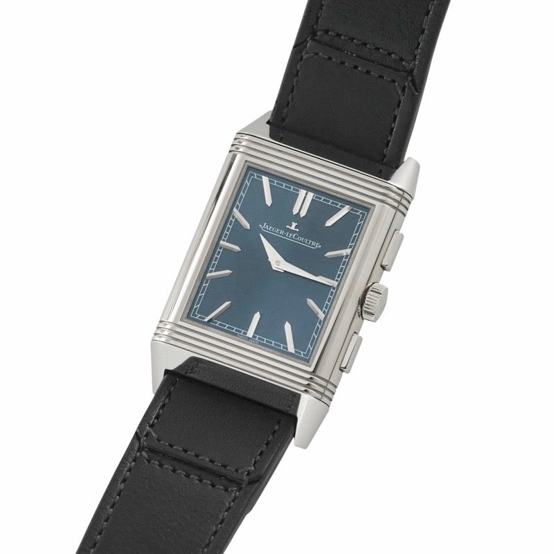 积家 Q389848J Reverso Tribute 计时码表 蓝灰色/镂空不锈钢