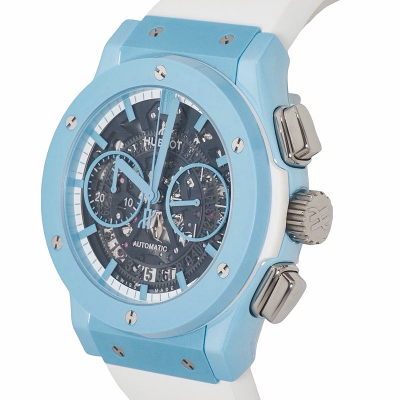 Hublot 525.EX.0129.RW.TMY21 Aerofusion Chronograph Light Blue Limited Edition of 77 Skeleton Ceramic