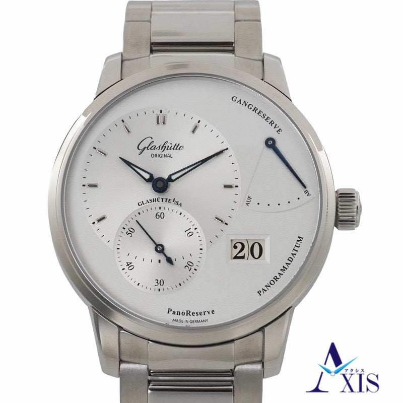 【未使用】グラスヒュッテ・オリジナル 1-65-01-22-12-71 パノリザーブ シルバー ステンレス