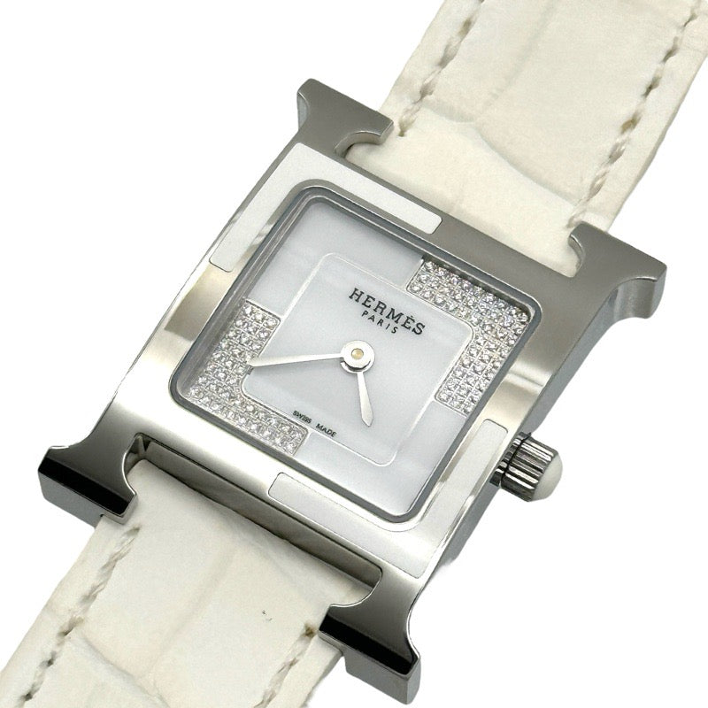 【委託販売/現金特価】エルメス W053244WW00 Hウォッチ　オ・カレ ホワイト ステンレス