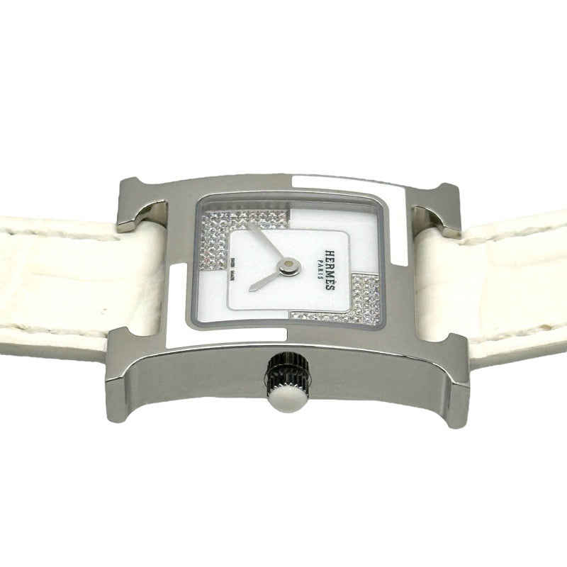 【委託販売/現金特価】エルメス W053244WW00 Hウォッチ　オ・カレ ホワイト ステンレス