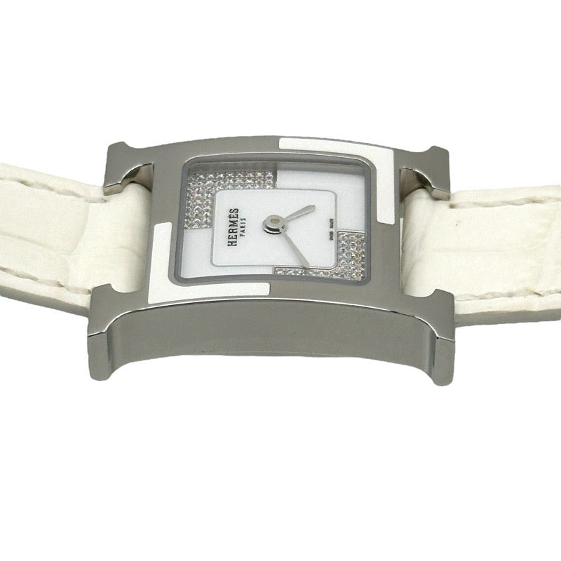 【委託販売/現金特価】エルメス W053244WW00 Hウォッチ　オ・カレ ホワイト ステンレス