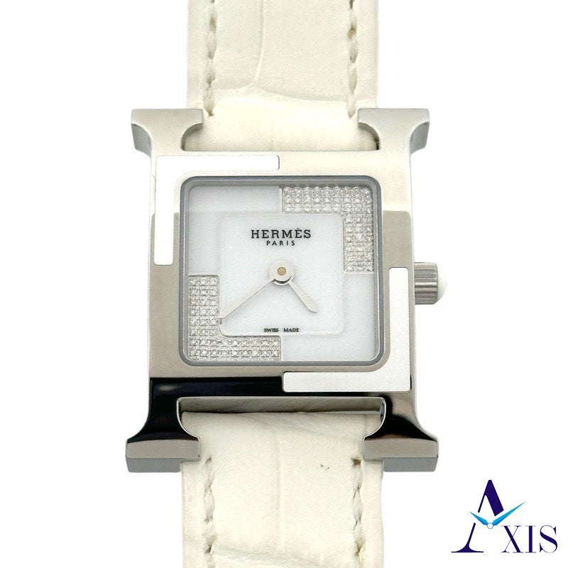 【委託販売/現金特価】エルメス W053244WW00 Hウォッチ　オ・カレ ホワイト ステンレス